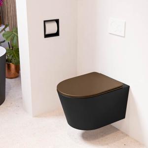 Wandcloset Mondiaz Lavie | Zonder spoelrand | Incl.Toiletzitting-Rust | Keramiek | Urban (zwart mat)