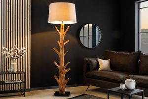 Design vloerlamp TREE NATURE 180cm massief hout linnen kap handgemaakt - 43323