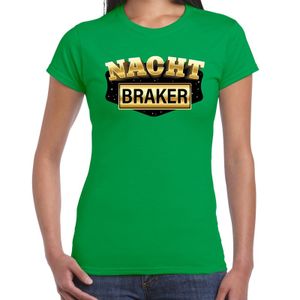 Nachtbraker fun/tekst t-shirt groen voor dames