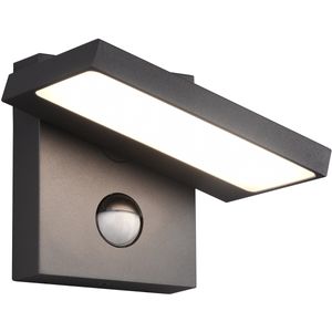 LED Tuinverlichting met Bewegingssensor - Wandlamp Buitenlamp - Trion Ihson - 8W - Warm Wit 3000K - Draaibaar - Vierkant - Mat Antraciet - Aluminium