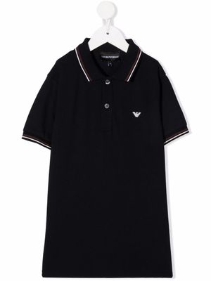 Emporio Armani Kids polo à logo brodé - Bleu