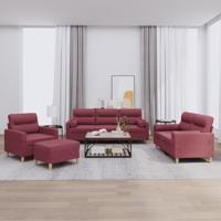 4-delige Loungeset met kussens stof wijnrood