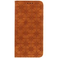 Samsung Galaxy A51 hoesje - Bookcase - Pasjeshouder - Portemonnee - Bloemenpatroon - Kunstleer - Bruin - thumbnail