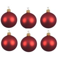 Kerstballen set - 6x stuks - rood - glas - 6 cm - mat - kerstversiering