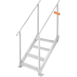 VEVOR 4-traps zwemtrap met twee leuningen bootladder 800x1850x1750mm aluminium zwembadladder trapladder 250kg draagvermogen 55x10cm pedalen ideaal voor havens bootzwembaden