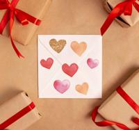 Aquarel hartjes Valentijnsdag stickers