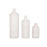 Set van 3 Vazen Home ESPRIT Metaal Natuurlijk 25 x 25 x 80 cm (3 Onderdelen)
