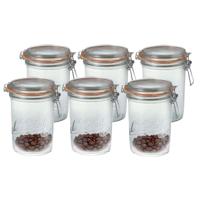 Voorraad/weckpot - 6x - transparant - glas - 17,5 x 10 cm - 1 L - Le Parfait