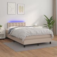 Boxspring met matras en LED kunstleer cappuccinokleur 120x200cm