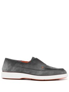 Santoni mocassins en daim à bout amande - Gris