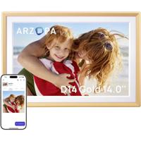 Arzopa D14 Digitale fotolijst 35.6 cm 14 inch Energielabel: A (A - G) 1920 x 1200 Pixel 32 GB Geel-goud