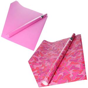 Inpak/cadeau papier - set van 2x stuks rollen - foute penis print - roze