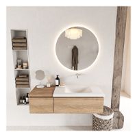 Mondiaz Bukla 120cm badmeubel met module 40 kleur washed oak met 2 lades wastafel rechts zonder kraangat kleur talc