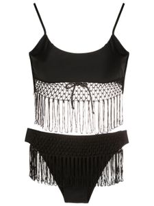 Amir Slama bikini en macramé à franges - Noir