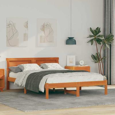 Bedframe Wasbruin 140 x 190 cm Massief grenenhout