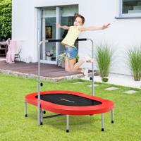 Dubbele Trampoline voor 2 Personen Opvouwbare Trampoline met Verstelbare Leuning en Veiligheidsmat 154 x 89 x 92-132cm
