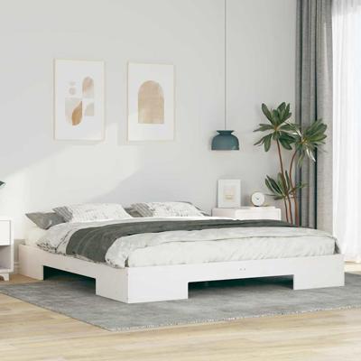 Bedframe met opslag Wit 200 x 200 cm Massief grenenhout