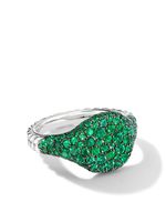 David Yurman bague Chevron en or blanc 18ct sertie d'émeraudes (10 mm) - Argent