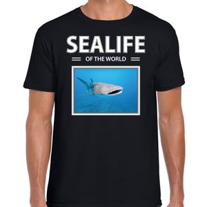 Haaien t-shirt met dieren foto sealife of the world zwart voor heren