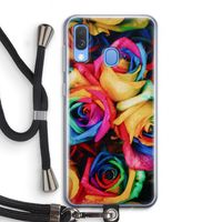 Neon bloemen: Samsung Galaxy A40 Transparant Hoesje met koord Neon bloemen: Samsung Galaxy A40 Transparant Hoesje met koord