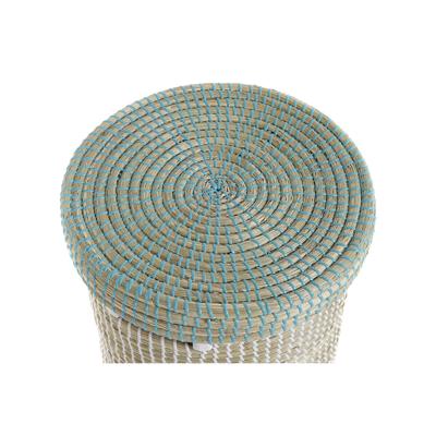 Mandenset DKD Home Decor Blauw Wit Natuurlijk Zeegras 44 x 44 x 51 cm
