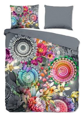 HIP Dekbedovertrek "mandalas en bloemen" - Grijs - (200x200/220 cm) - Katoen Satijn