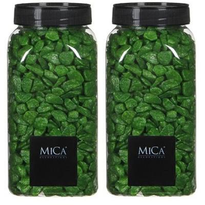 2x mica decorations decoratie/hobby steentjes - gras groen - 650 ml - 5-8 mm