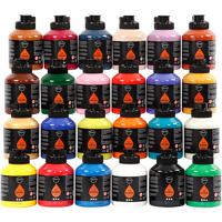 Pigment Acryl verf , semi-glanzend, diverse kleuren, 24x500 ml/ 1 doos