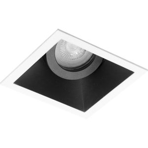 Spot Armatuur GU10 - Pragmi Zano Pro - GU10 Inbouwspot - Vierkant - Zwart/Wit - Aluminium - Kantelbaar - 93mm