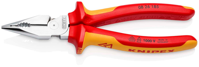 Knipex Spitse kombitang geïsoleerd | Meer-componentengrepen | VDE-getest | Verchroomd | Lengte 185 mm - 08 26 185 SB