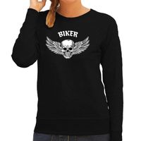 Biker fashion sweater motorrijder zwart voor dames - thumbnail