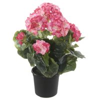 Geranium Kunstbloemen - in pot - roze/creme - H35 cm   -