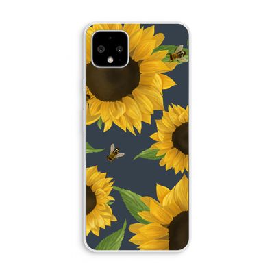 Sunflower and bees: Pixel 4 XL Transparant Hoesje