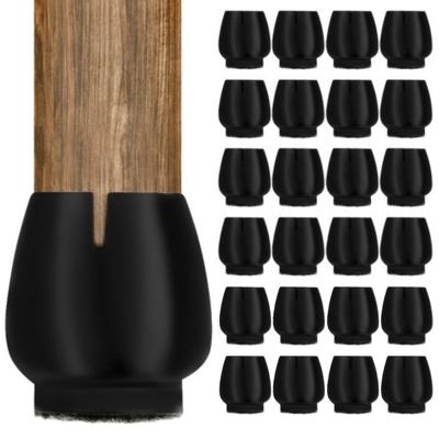 Malatec Stoelpoot beschermers - 32x stuks - zwart - 2,5 x 2,3 cm - siliconen/vilt - dopjes