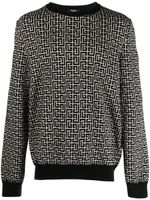 Balmain pull à motif monogrammé en jacquard - Noir