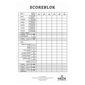 Haza scoreblok Yahtzee 250 vellen - Dobbelspellen - Familiespelletjes