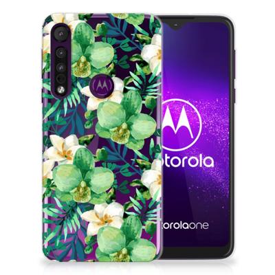 Motorola One Macro | TPU Case | Orchidee Groen Motorola One Macro | TPU Case | Orchidee Groen