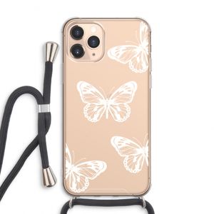 White butterfly: iPhone 11 Pro Max Transparant Hoesje met koord