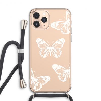 White butterfly: iPhone 11 Pro Max Transparant Hoesje met koord