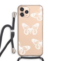 White butterfly: iPhone 11 Pro Max Transparant Hoesje met koord