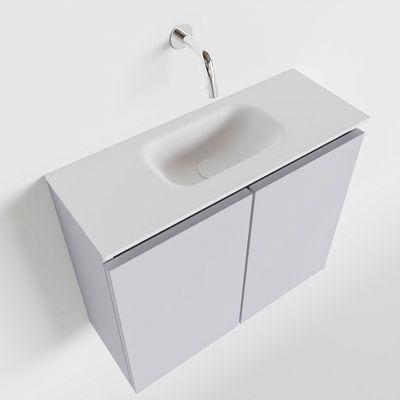 Toiletmeubel Mondiaz Ture | 60 cm | Meubelkleur Cale | Eden wastafel Talc Midden | Zonder kraangat