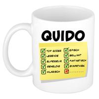 Naam mok Quido - wit - top gozer - keramiek - 300 ml - cadeau collega beker