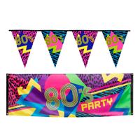 Disco Eighties versiering pakket - vlaggenlijnen en grote vlag - 3 stuks
