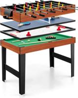 4-in-1 Multifunctionele Speeltafel 125 cm Tafelvoetbal Biljart Airhockey en Tafeltennis