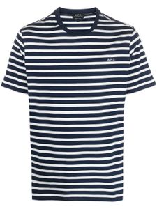 A.P.C. t-shirt en coton à rayures - Bleu