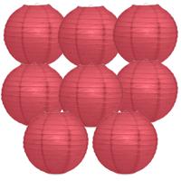 Luxe bol feest lampion - 8x - bordeaux rood - dia 35 cm - papier - thumbnail