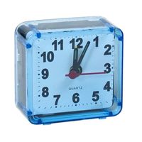Reiswekker/alarmklok analoog - licht blauw - kunststof - 6 x 3 cm - klein model - thumbnail