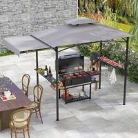 326 x 153 cm Tuinpaviljoen met Zijluifel Buitengrillluifel met Dubbellaags Bovenblad voor Terras Tuin