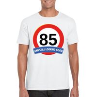 85 jaar verkeersbord t-shirt wit heren 2XL  -