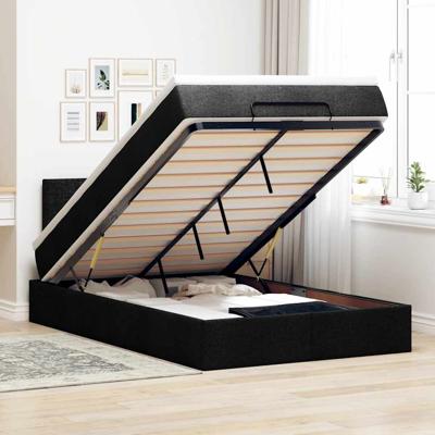 Ottoman bed met matras en LED's 120x200 cm stof zwart